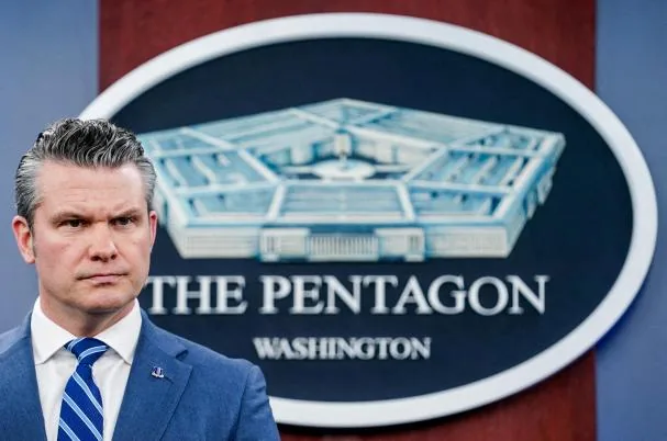 The Secretary of State for Defense (currently, of War), Pete Hegseth, yesterday at a Pentagon briefing