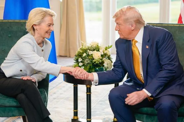 Ursula von der Leyen and Donald Trump in July 2025, the day they agreed on the application of tariffs