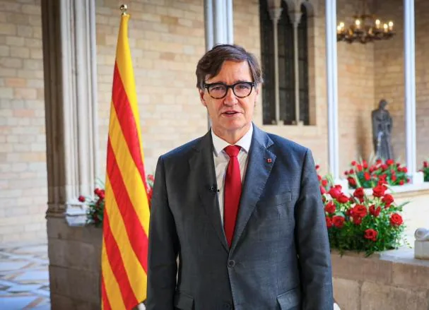 President Illa, during the institutional message of Sant Jordi