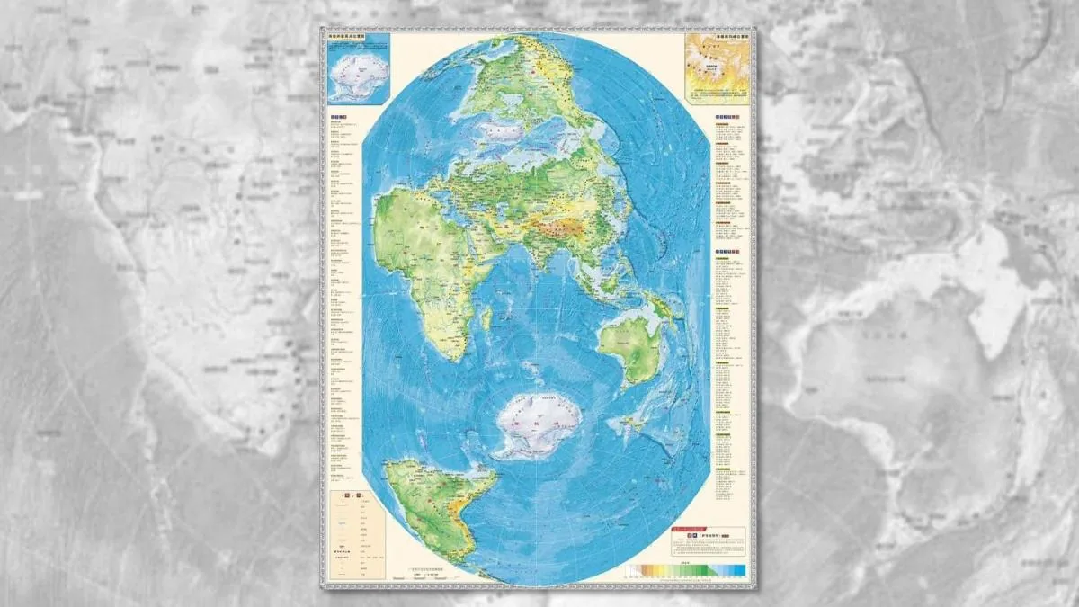 The Chinese map is vertical