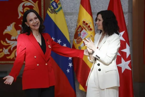 The president of the Community of Madrid, Isabel Díaz Ayuso, during the ceremony of awarding the Gold Medal to María Corina Machado 