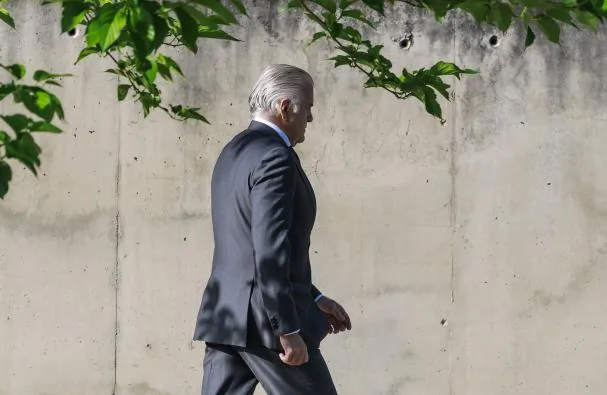 The former treasurer of the Popular Party, Luis Bárcenas, arriving this morning at the National Court