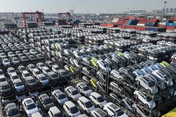 BYD electric cars at Suzhou port before being exported to South America 