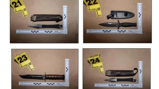 Image of some knives and daggers carried by the attacker 