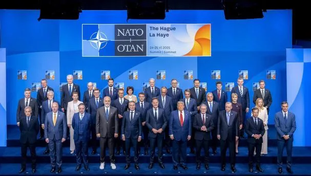 Family photo during the second day of the NATO Summit, June 25, 2025, in The Hague (Netherlands)