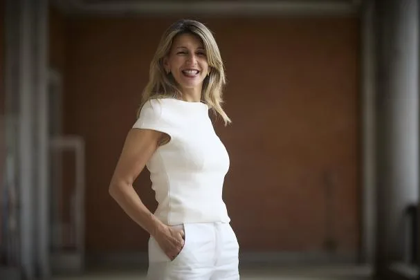 Portraits of Minister Yolanda Díaz at the Ministry of Labor and Social Economy headquarters in Madrid