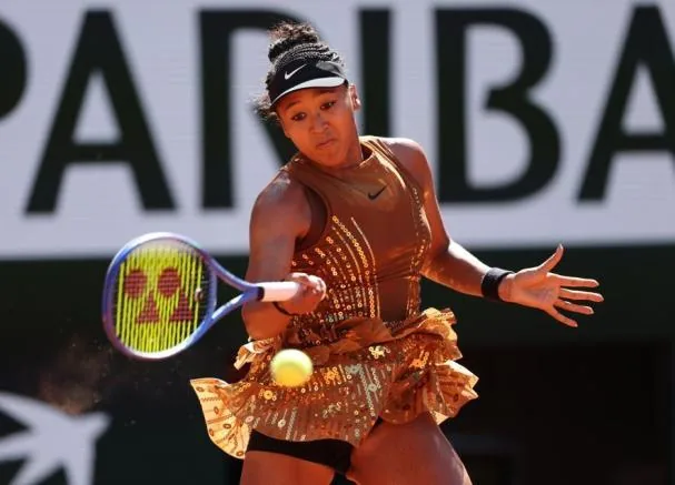 Naomi Osaka with her Nike sequin dress at Roland Garros