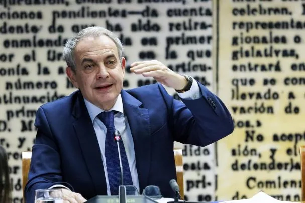 Former Prime Minister José Luis Rodríguez Zapatero during his appearance in the Senate for the Koldo case