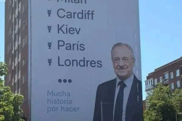 Florentino copies Laporta with a banner praising his legacy next to the Bernabéu