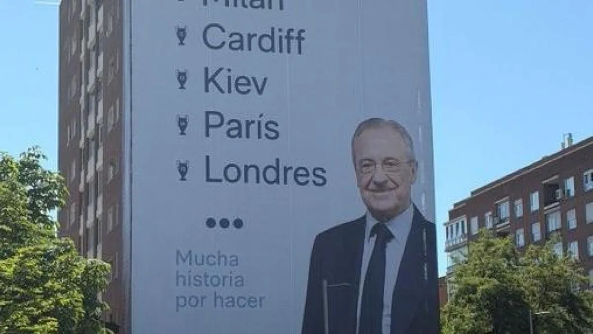 Florentino copies Laporta with a banner praising his legacy next to the Bernabéu