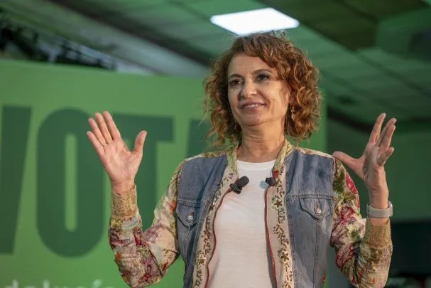 The socialist candidate for the presidency of the Junta de Andalucía, María Jesús Montero, yesterday in Martos, Jaén.