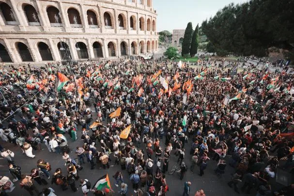Manifestación de apoyo a la flotilla en Roma, el jueves