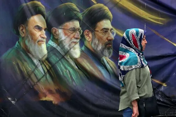 Propaganda in Tehran of the three supreme leaders of the Islamic republic