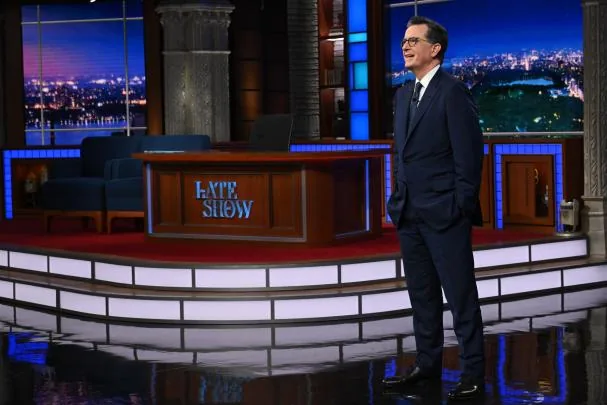 Stephen Colbert during the broadcast of the last 'The Late Show with Stephen Colbert' on CBS, at the New York Ed Sullivan Theater