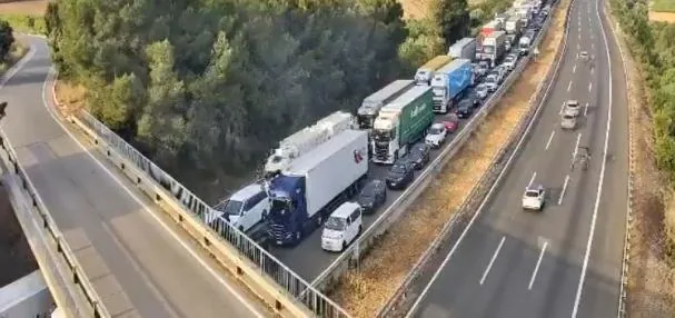 Image of traffic at the accident site on the morning of this Tuesday.
