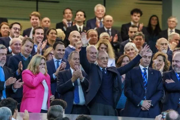 Florentino Pérez en el palco del Bernabeu el pasado jueves
