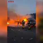 Traffic restricted on the AP-7 after a major fire in the collision between two trucks