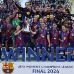 The four-time champion's party in Barcelona