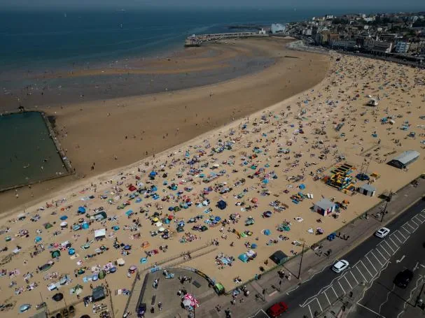 This is not a Spanish coast; the image was captured yesterday on Margate beach in Great Britain
