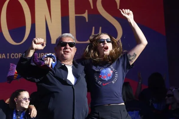 Alexia celebrating the last Champions League with president-elect Joan Laporta