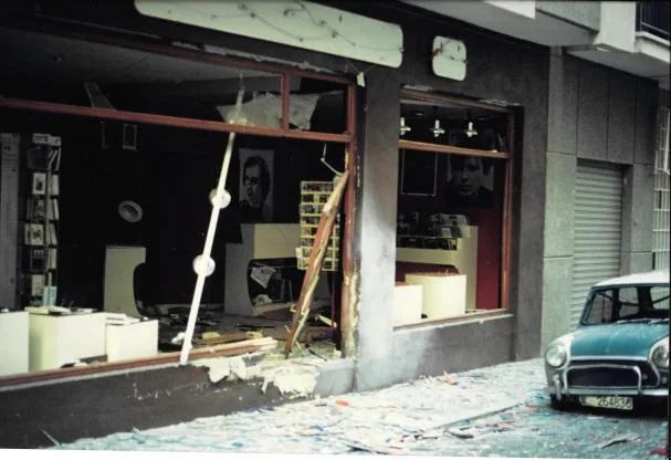 The state in which the bookstore was left after the attack