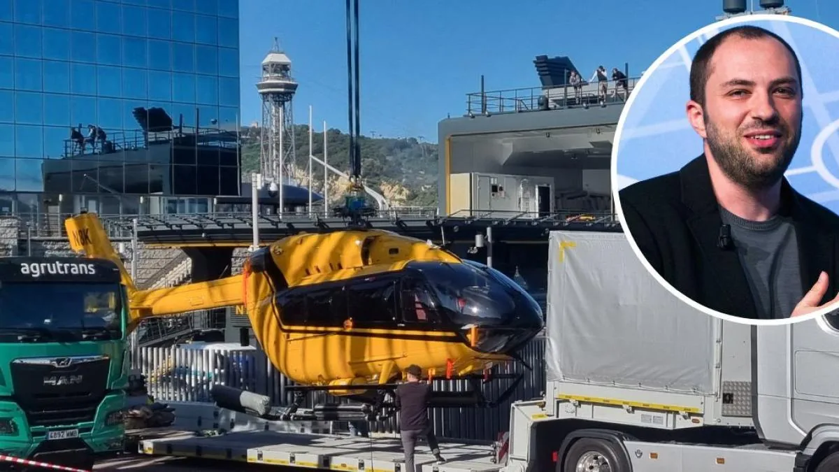The WhatsApp creator's helicopter leaves Barcelona on a crane; his yacht remains in Port Vell