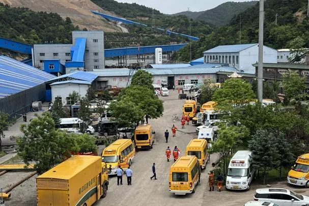 This photograph, released by the Xinhua news agency, shows a scene at the rescue site of the Liushenyu coal mine