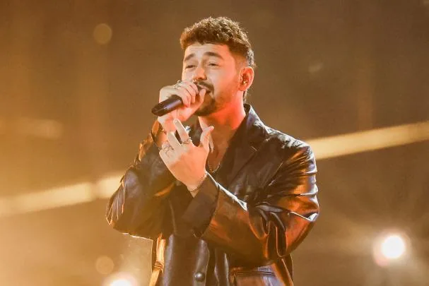 Noam Bettan, Israel's representative, singing 'Michelle' in the dress rehearsal for the first Eurovision semifinal, May 11 in Vienna