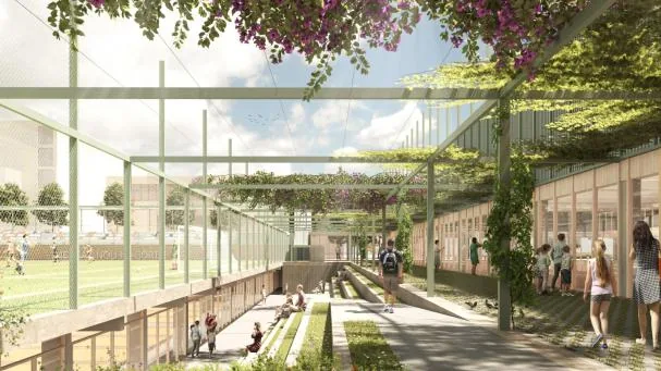 The public area of one of the new football fields planned in the Magòria