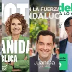 This is what the election posters of the main parties look like in the elections in Andalusia
