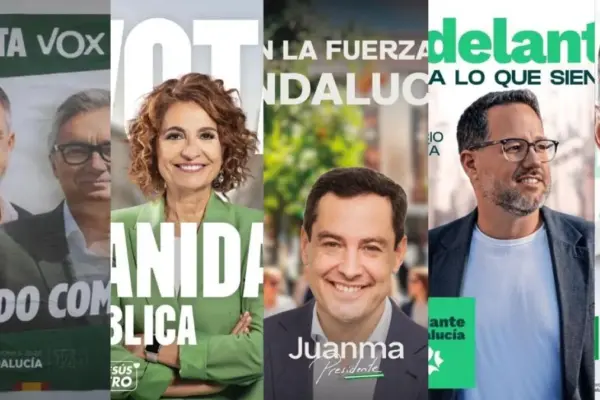 This is what the election posters of the main parties look like in the elections in Andalusia