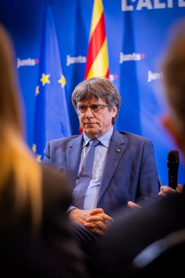 Former president Puigdemont at the Junts group meeting on the occasion of the anniversary of the Catalan elections