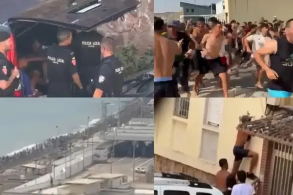 The assault on the Ceuta fence seen from mobile phone cameras