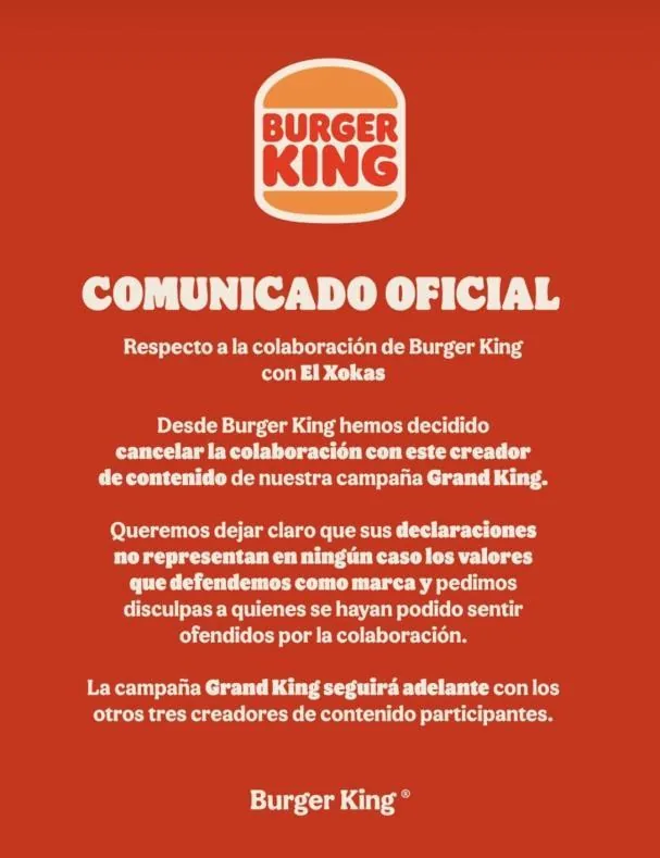 Comunicado de Burger King