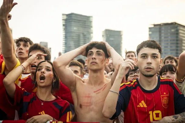 Spanish fans, this Sunday at the Fòrum in Barcelona