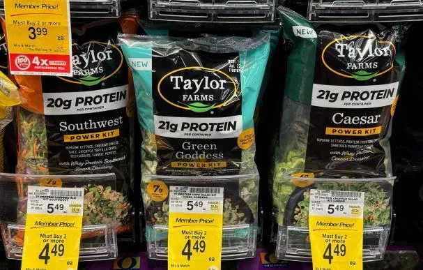 Salad packages from Taylor Farms, a company that could be related to the outbreak 