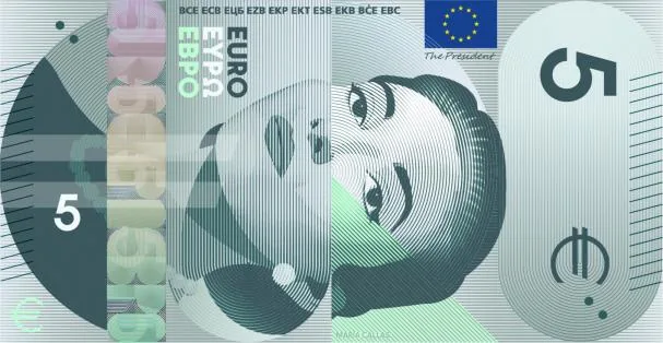 Proposal under the theme “European Culture” for the obverse of the five-euro banknote, with the figure of Maria Callas, designed by Rubio & del Amo and Cruz más Cruz 