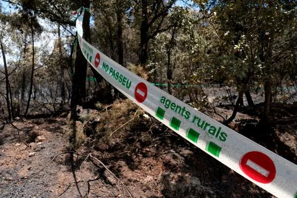 A tape marks the area affected by Thursday's fire