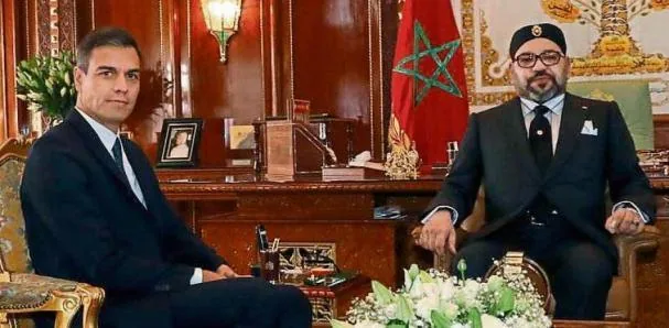 The Spanish Prime Minister, Pedro Sánchez, and King Mohammed VI of Morocco during a meeting they held in 2022