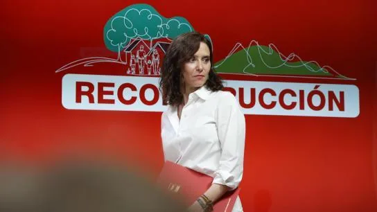 Ayuso at the press conference where she responded about the penthouse bought by the Community of Madrid 