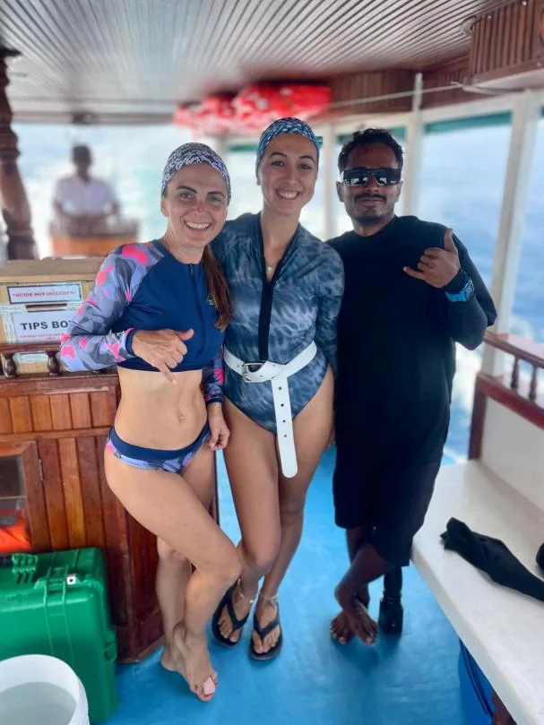 Jannah-Britt Green, on the left, with some colleagues in the Maldives