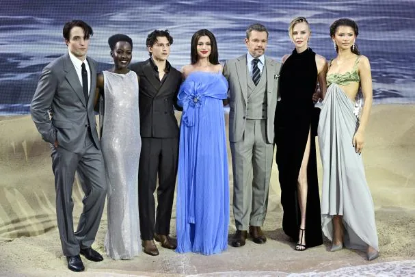 Robert Pattinson, Lupita Nyong'o, Tom Holland, Anne Hathaway, Matt Damon, Charlize Theron and Zendaya at the world premiere of 'The Odyssey' in London. 