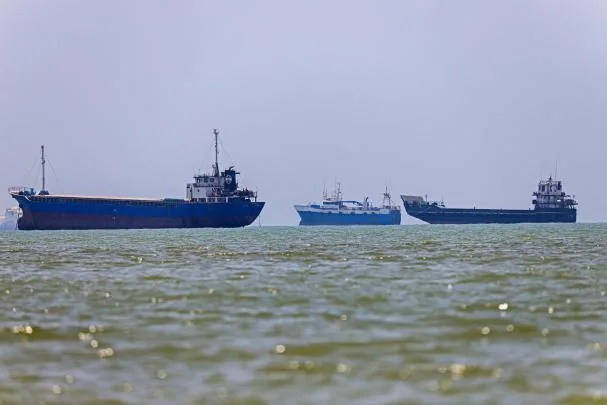 Ships anchored in Bandar Abbas, along the Strait of Hormuz 
