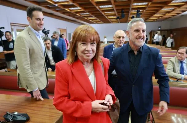 Cristina Narbona upon her arrival at the Senate this morning