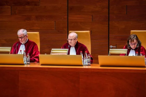 Magistrates of the Grand Chamber of the CJEU, yesterday, in Luxembourg, during the reading of the sentence