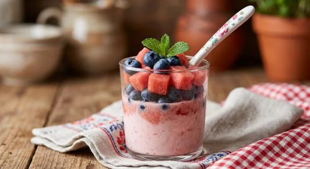 Watermelon and blueberry yogurt