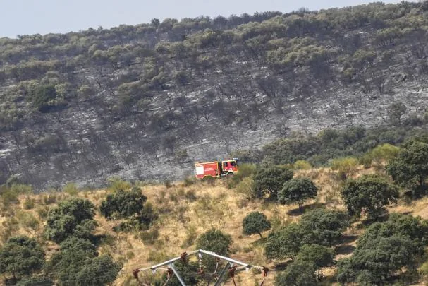Vista de la zona afectada por el incendio en la localidad toledana de Almorox 
