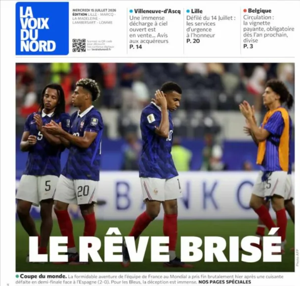 Portada de 'Le Voix du Nord' 