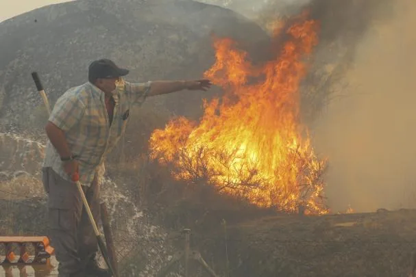 Firefighting work on the forest fire in Fermoselle, in Zamora