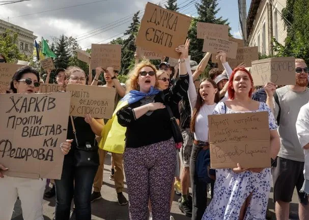 Protest against Fedorov's dismissal in Kharkiv, this Thursday